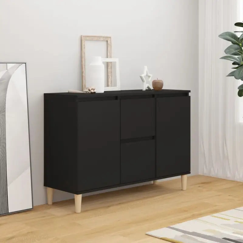 Modern dressoir van bewerkt hout in hoogglans wit stijlvol en stevig - Zwart / 1 - Dressoirs & buffetkasten