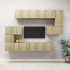 Modern hangende tv-meubelset van bewerkt hout met veel opbergruimte - Sonoma eiken / 10 / 60 cm - Tv-meubels