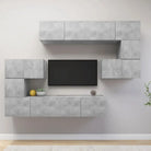 Modern hangende tv-meubelset van bewerkt hout met veel opbergruimte - Betongrijs / 8 / 80 cm - Tv-meubels