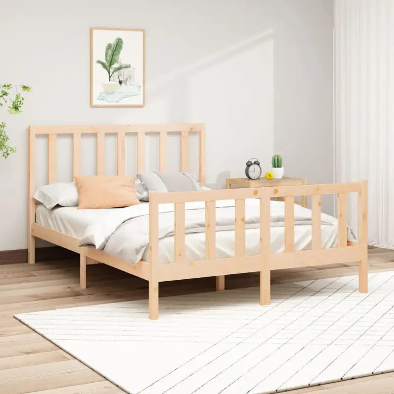 Modern houten bedframe van massief grenenhout met levering bevat - Naturel / 120 x 200 cm - Bedden & bedframes