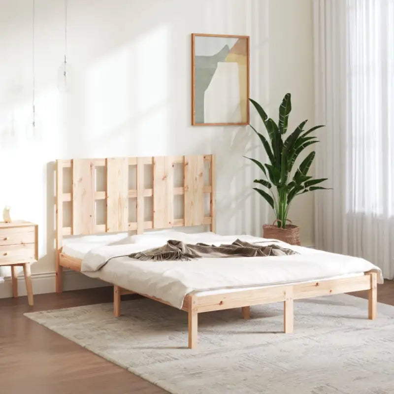 Modern houten bedframe van massief grenenhout met levering bevat - Naturel / 140 x 190 cm - Bedden & bedframes