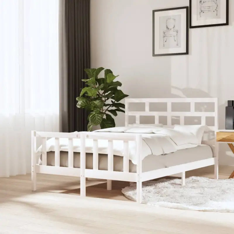 Modern houten bedframe van massief grenenhout met levering bevat - Wit / 120 x 200 cm - Bedden & bedframes