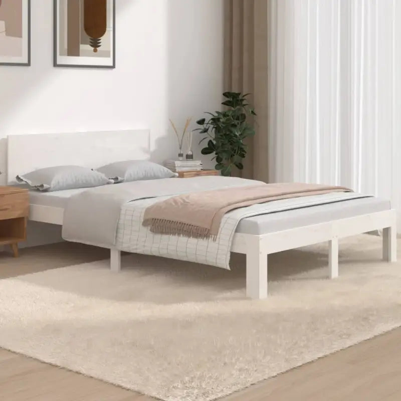 Modern houten bedframe van massief grenenhout met levering bevat - Wit / 120 x 190 cm - Bedden & bedframes
