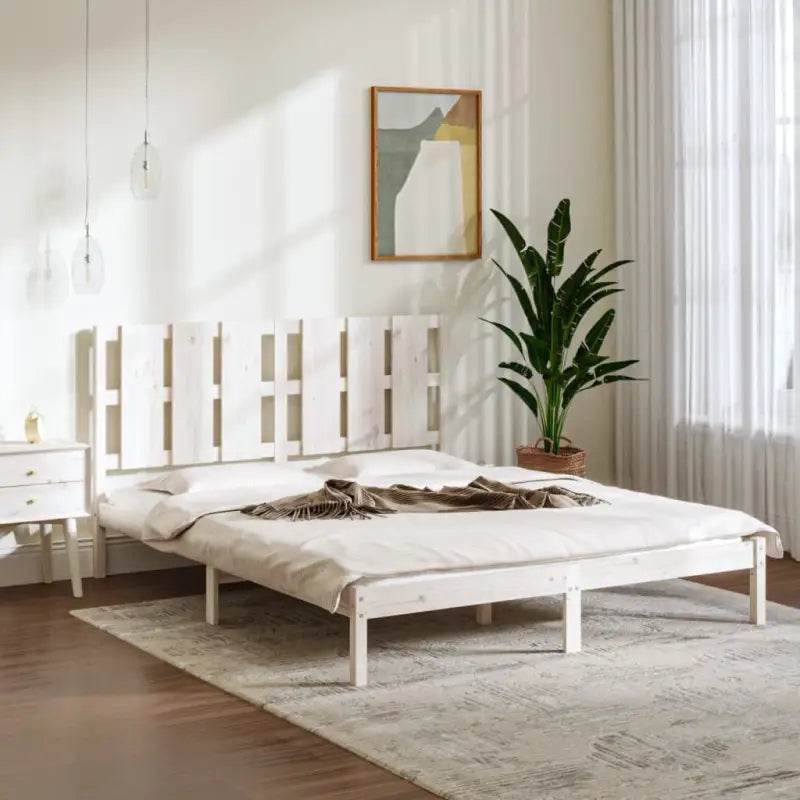 Modern houten bedframe van massief grenenhout met levering bevat - Wit / 150 x 200 cm - Bedden & bedframes