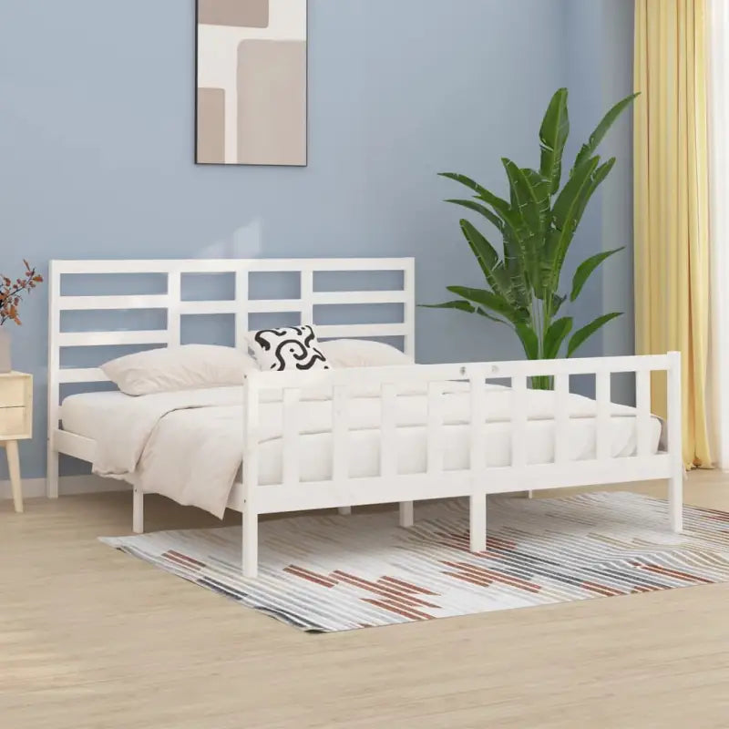 Modern houten bedframe van massief grenenhout met levering bevat - Wit / 180 x 200 cm - Bedden & bedframes