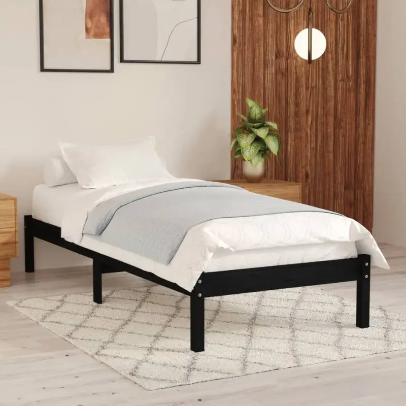 Modern houten bedframe van massief grenenhout voor je slaapkamer - Zwart / 75 x 190 cm - Bedden & bedframes