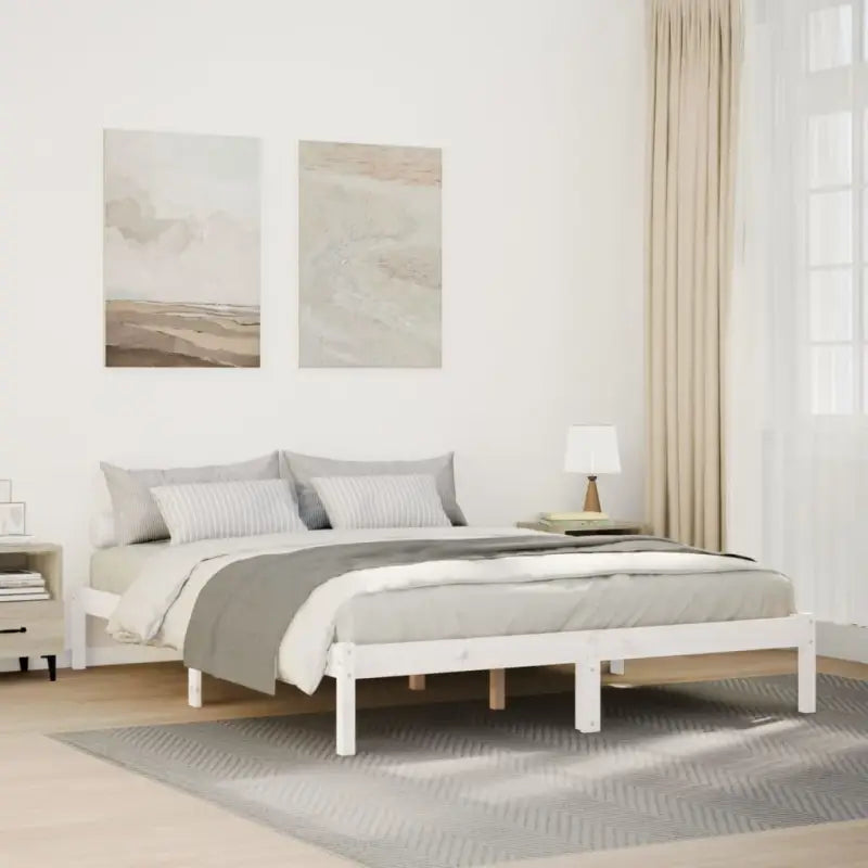 Modern houten bedframe van massief grenenhout voor je slaapkamer - Wit / 160 x 210 cm - Bedden & bedframes
