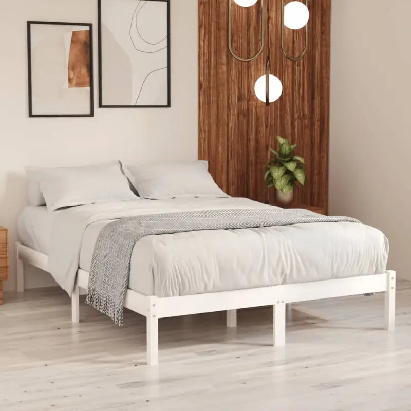Modern houten bedframe van massief grenenhout voor je slaapkamer - Wit / 135 x 190 cm - Bedden & bedframes