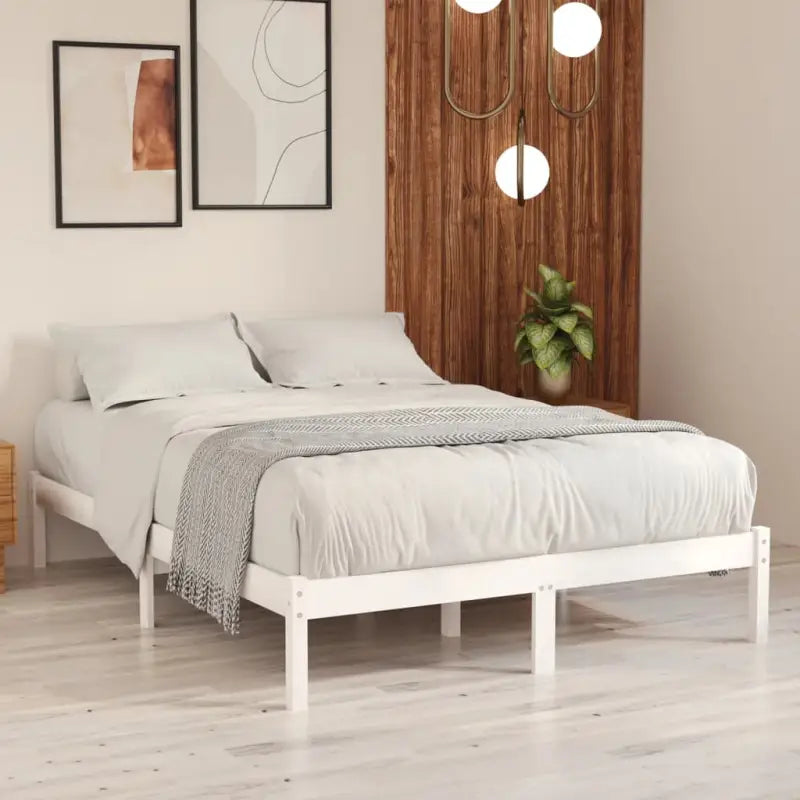 Modern houten bedframe van massief grenenhout voor je slaapkamer - Wit / 140 x 200 cm - Bedden & bedframes