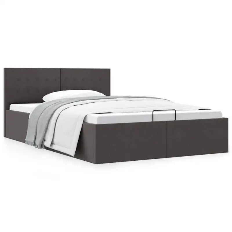 Modern hydraulisch bed met multiplex lattenbodem en stofkader - Donkergrijs / 140 x 200 cm - Bedden & bedframes