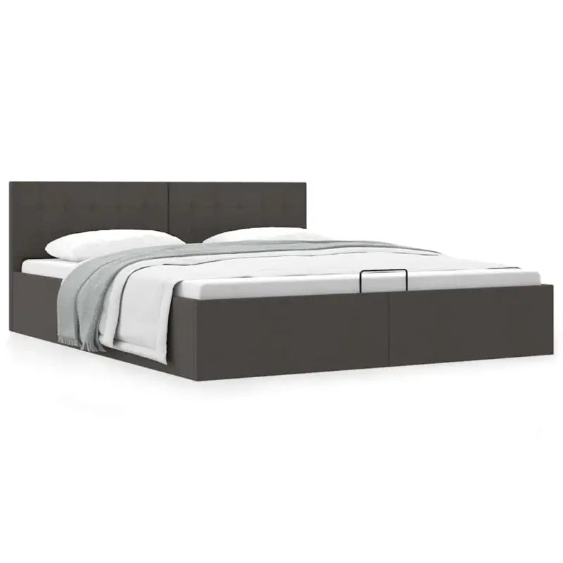 Modern hydraulisch bed met multiplex lattenbodem en stofkader - Donkergrijs / 180 x 200 cm - Bedden & bedframes