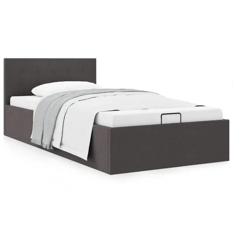 Modern hydraulisch bed met multiplex lattenbodem en stofkader - Donkergrijs / 100 x 200 cm - Bedden & bedframes