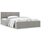 Modern hydraulisch bed met multiplex lattenbodem en stofkader - Lichtgrijs / 120 x 200 cm - Bedden & bedframes