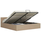 Modern hydraulisch bedframe met multiplex lattenbodem en kunstleren finish - Cappuccino / 180 x 200 cm - Bedden &