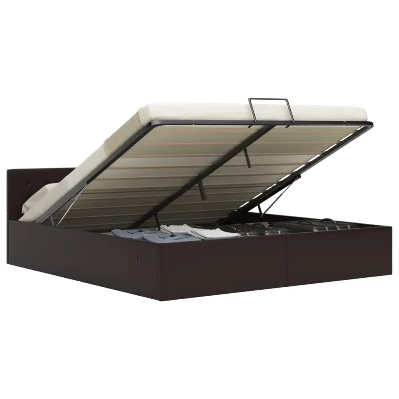 Modern hydraulisch bedframe met multiplex lattenbodem en kunstleren finish - Grijs / 180 x 200 cm - Bedden & bedframes