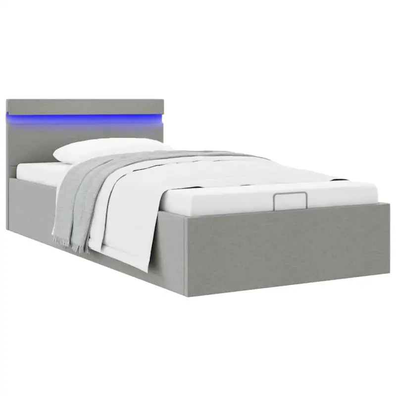 Modern hydraulisch bedframe met multiplex lattenbodem en robuuste bouw - Lichtgrijs / 90 x 200 cm - Bedden & bedframes