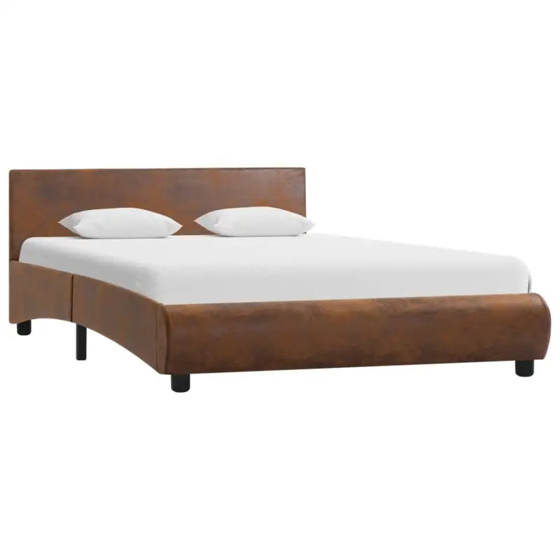 Modern kunstleren bedframe met gepoedercoat stalen frame voor stijlvolle slaapkamers - Bruin / 120 x 200 cm - Bedden &