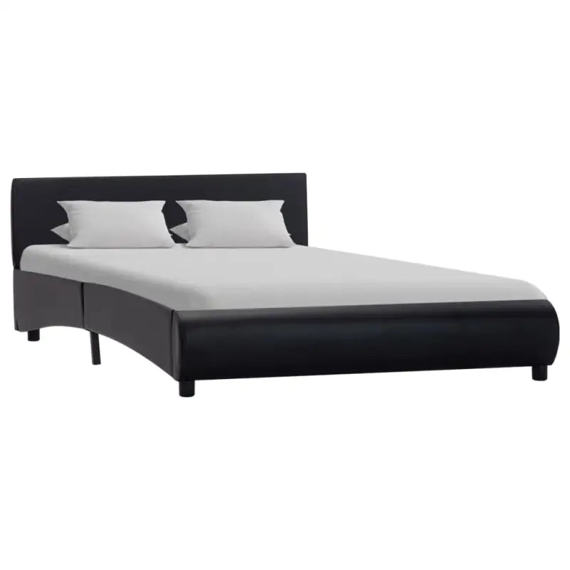 Modern kunstleren bedframe met gepoedercoat stalen frame voor stijlvolle slaapkamers - Zwart / 140 x 200 cm - Bedden &