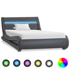 Modern kunstleren bedframe met gepoedercoat stalen frame en houten lattenbodem - Bedden & bedframes