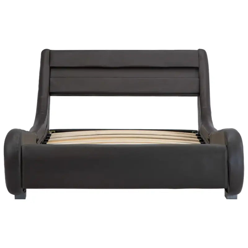 Modern kunstleren bedframe met gepoedercoat stalen frame en houten lattenbodem - Bedden & bedframes