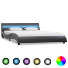 Modern kunstleren bedframe met golfontwerp voor een elegante slaapkamer - Grijs / 160 x 200 cm - Bedden & bedframes