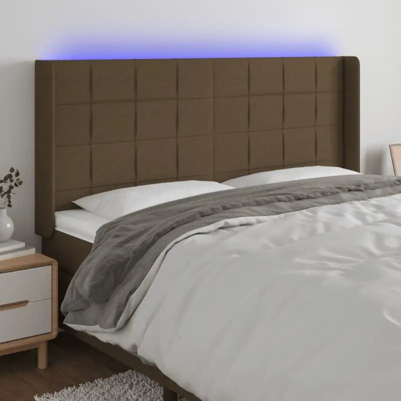 Modern LED Hoofdbord voor een stijlvol slaapkamerinterieur - Donkerbruin / 163 x 16 x 118/128 cm / 1 - Hoofdborden