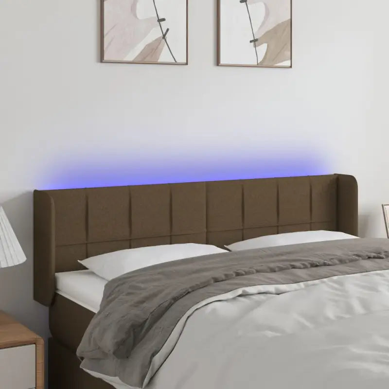 Modern LED Hoofdbord voor een stijlvol slaapkamerinterieur - Donkerbruin / 147 x 16 x 78/88 cm / 1 - Hoofdborden