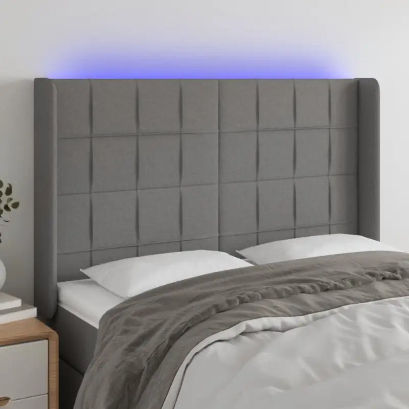 Modern LED Hoofdbord voor een stijlvol slaapkamerinterieur - Donkergrijs / 147 x 16 x 118/128 cm / 1 - Hoofdborden