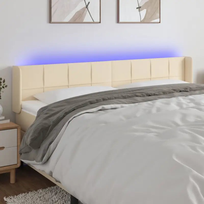 Modern LED Hoofdbord voor een stijlvol slaapkamerinterieur - Crème / 203 x 16 x 78/88 cm / 1 - Hoofdborden en voetborden