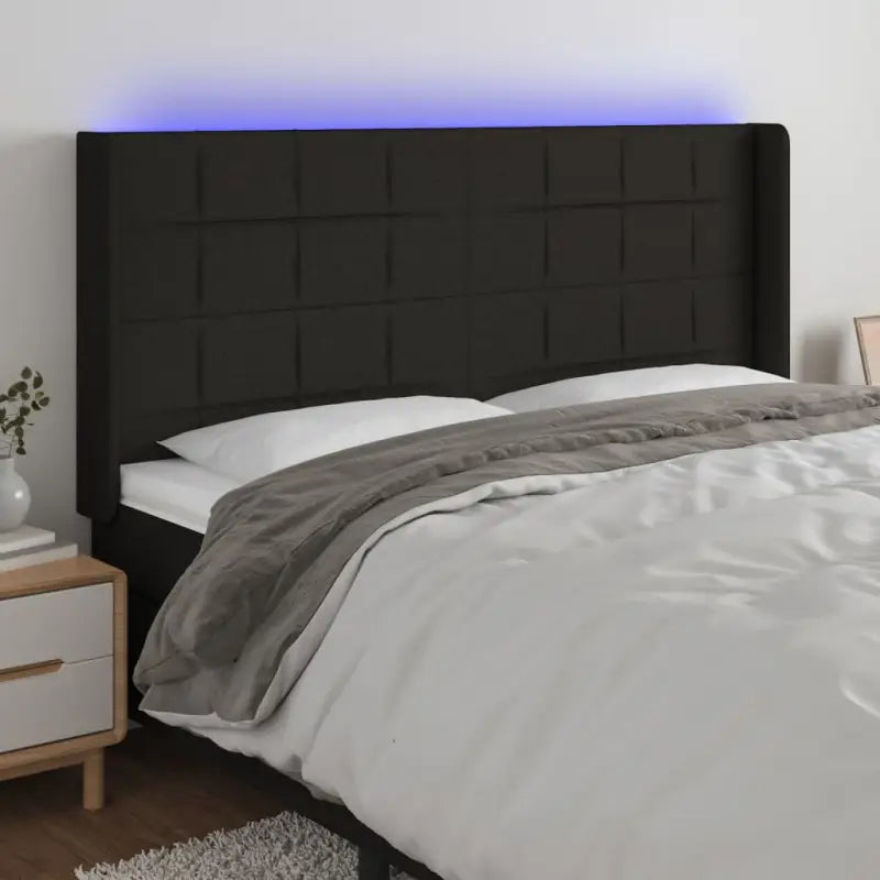 Modern LED Hoofdbord voor een stijlvol slaapkamerinterieur - Zwart / 183 x 16 x 118/128 cm / 1 - Hoofdborden