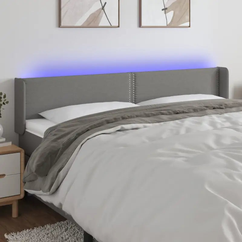 Modern LED Hoofdbord voor een stijlvolle slaapkamer uitstraling - Donkergrijs / 203 x 16 x 78/88 cm / 1 - Hoofdborden