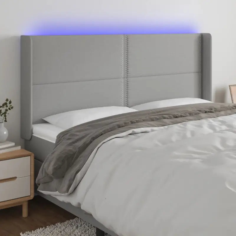 Modern LED Hoofdbord voor een stijlvolle slaapkamer uitstraling - Lichtgrijs / 163 x 16 x 118/128 cm / 1 - Hoofdborden