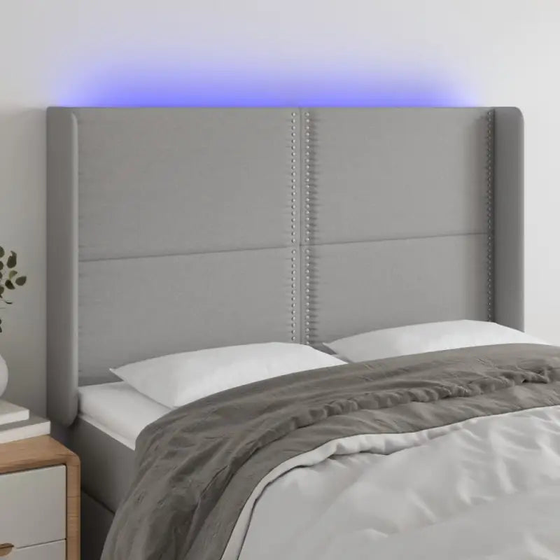 Modern LED Hoofdbord voor een stijlvolle slaapkamer uitstraling - Lichtgrijs / 147 x 16 x 118/128 cm / 1 - Hoofdborden