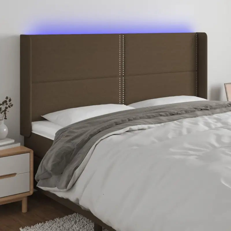 Modern LED Hoofdbord voor een stijlvolle slaapkamer uitstraling - Donkerbruin / 183 x 16 x 118/128 cm / 1 - Hoofdborden