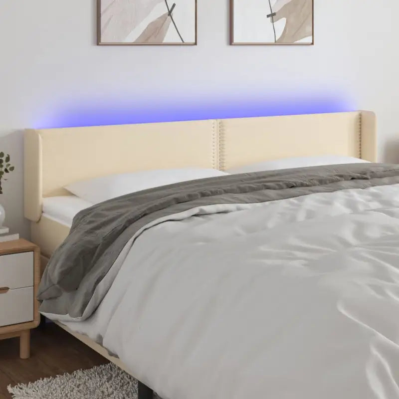 Modern LED Hoofdbord voor een stijlvolle slaapkamer uitstraling - Crème / 203 x 16 x 78/88 cm / 1 - Hoofdborden