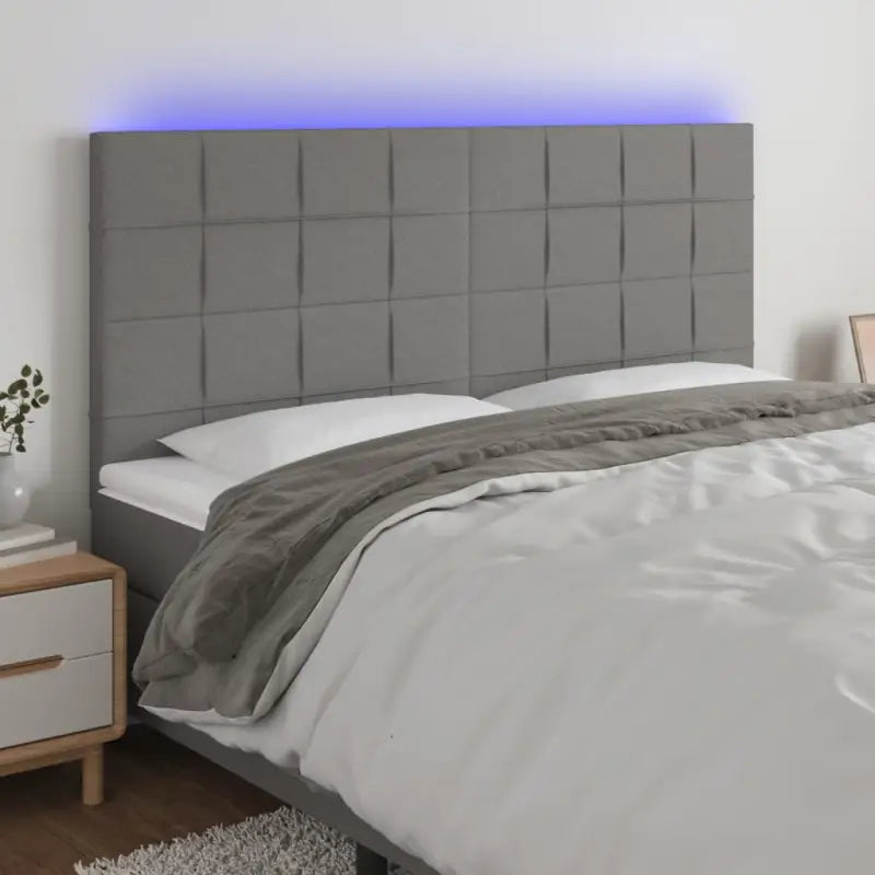 Modern LED Hoofdborden voor een stijlvolle slaapkamer uitstraling - Donkergrijs / 200 x 5 x 118/128 cm / 1