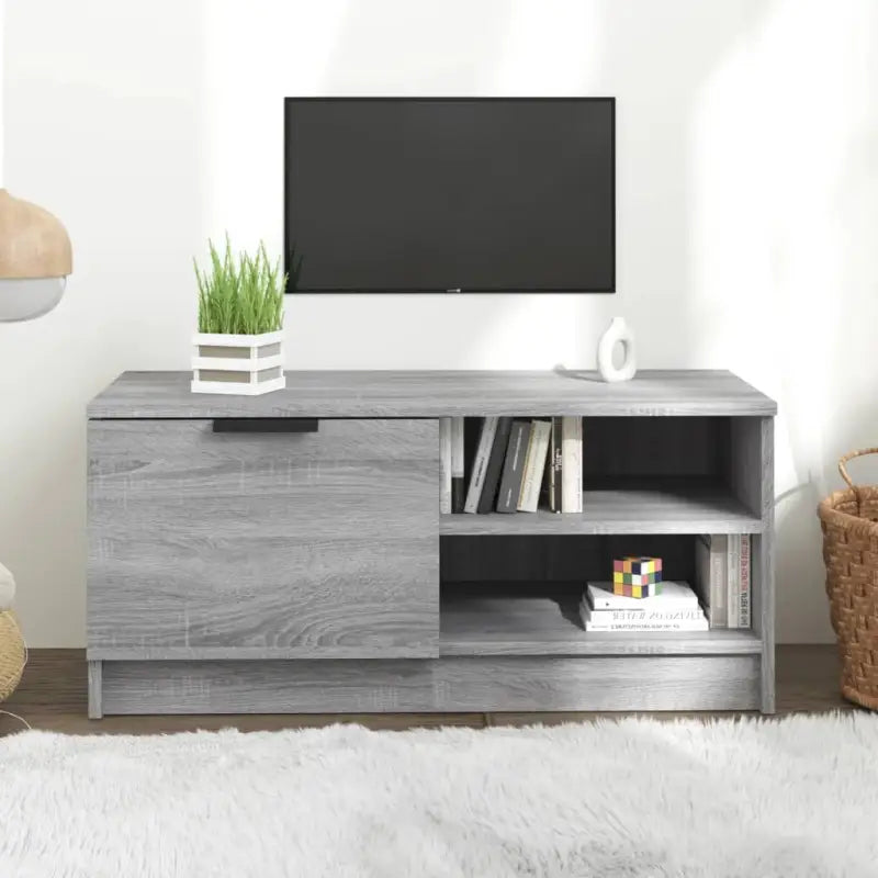 Modern Tv-meubel met stevig blad en bewerkt hout in Grijs Sonoma - Grijs sonoma / 1 - Tv-meubels