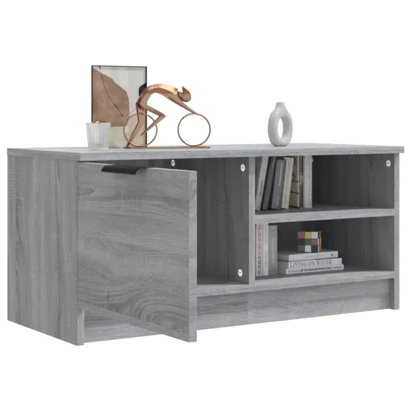Modern Tv-meubel met stevig blad en bewerkt hout in Grijs Sonoma - Tv-meubels