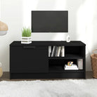 Modern Tv-meubel met stevig blad en bewerkt hout in Grijs Sonoma - Zwart / 1 - Tv-meubels