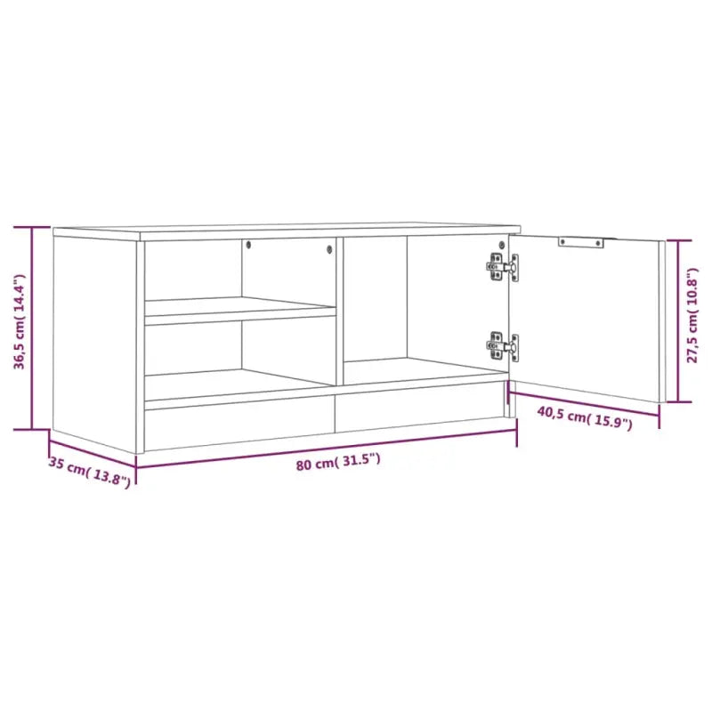 Modern Tv-meubel met stevig blad en bewerkt hout in Grijs Sonoma - Tv-meubels