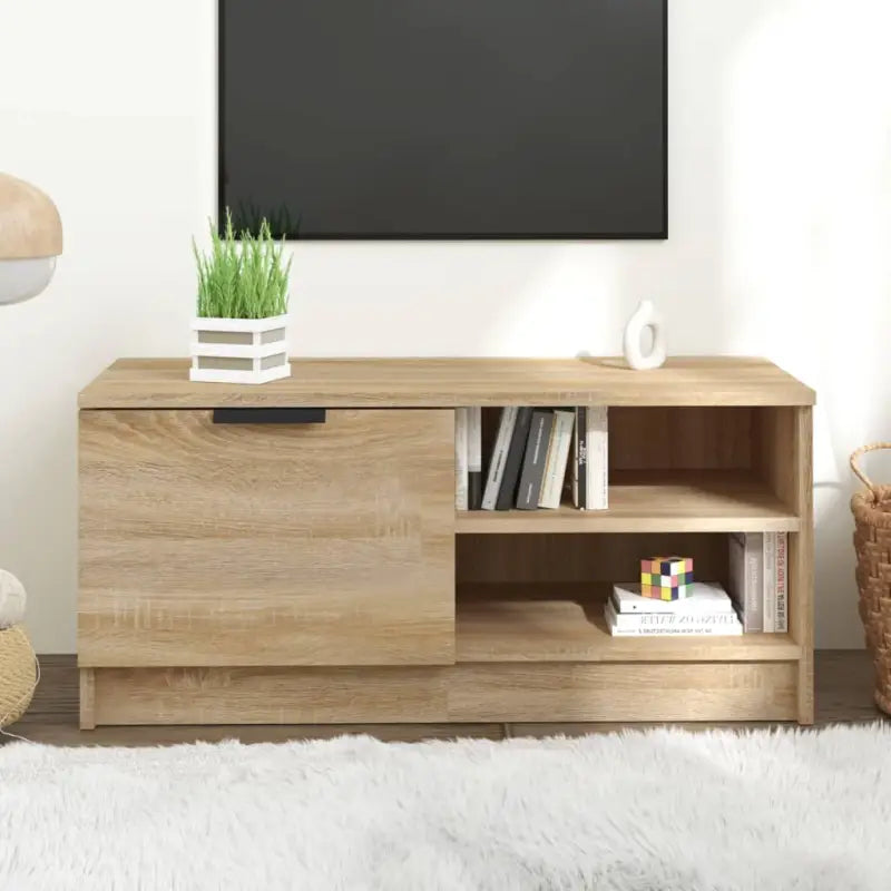 Modern Tv-meubel met stevig blad en bewerkt hout in Grijs Sonoma - Sonoma eiken / 1 - Tv-meubels