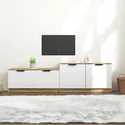 Modern tv-meubel met stevig blad van bewerkt hout - Wit en sonoma eiken / 1 - Tv-meubels