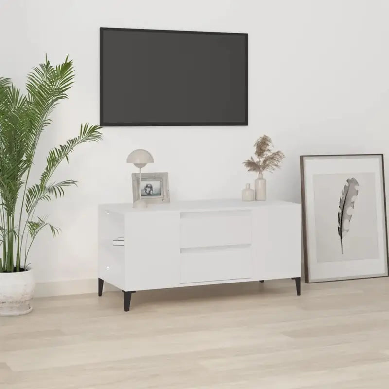 Modern tv-meubel van bewerkt hout met duurzame en stabiele afwerking - Wit / 1 - Tv-meubels