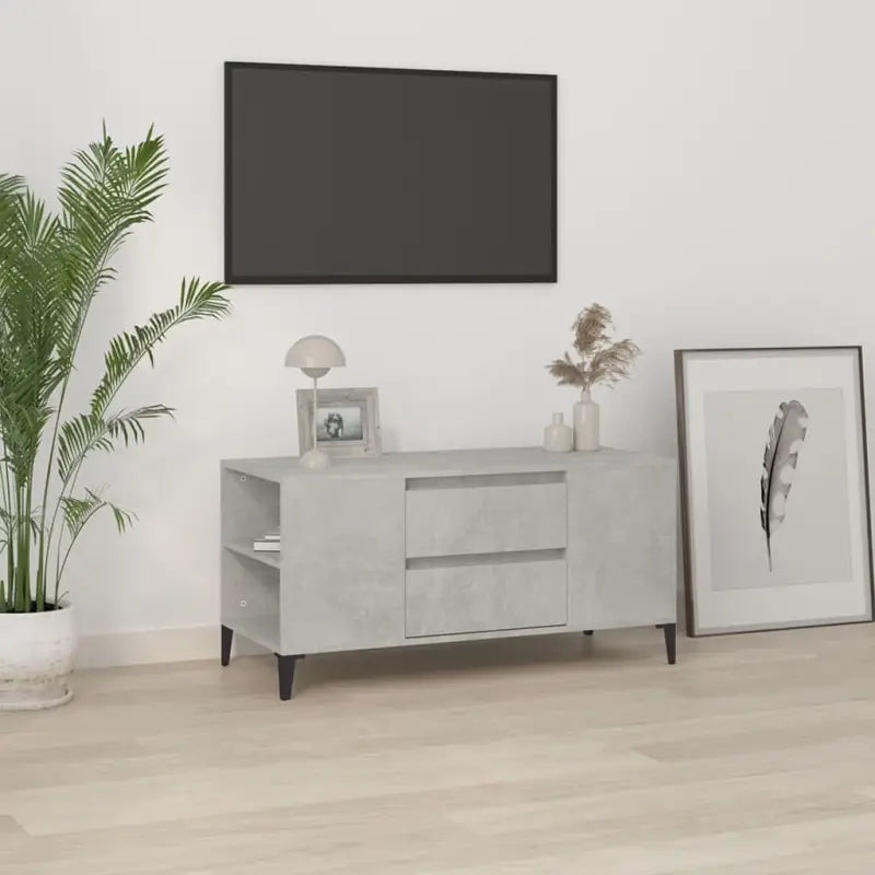 Modern tv-meubel van bewerkt hout met duurzame en stabiele afwerking - Betongrijs / 1 - Tv-meubels