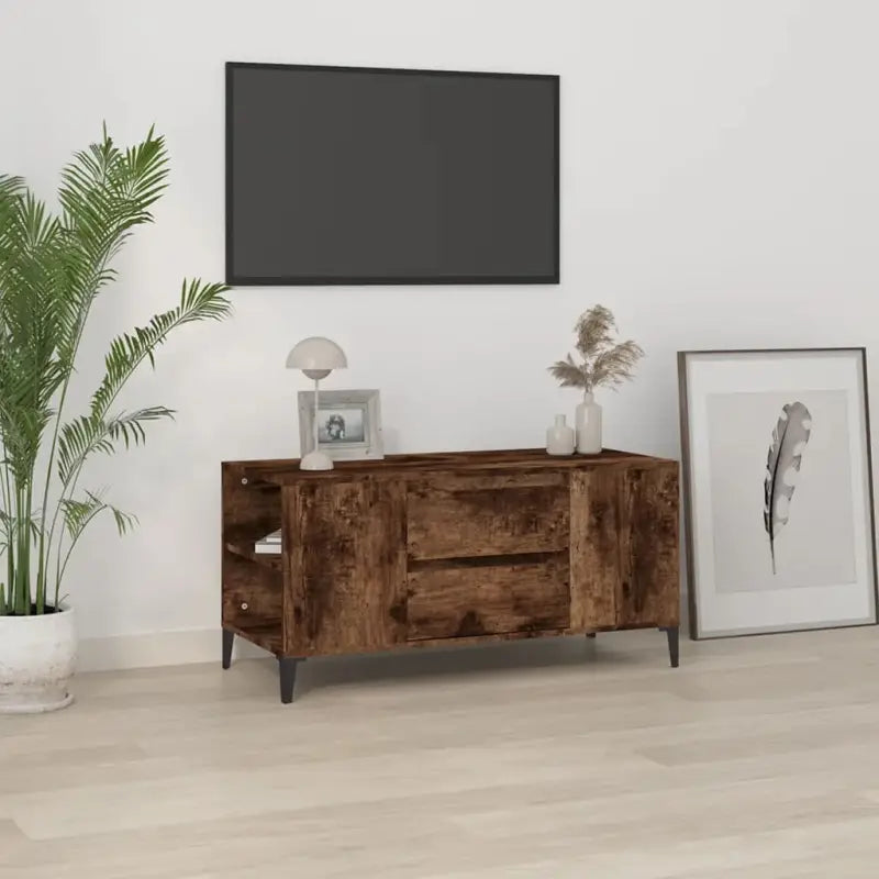 Modern tv-meubel van bewerkt hout met duurzame en stabiele afwerking - Gerookt eiken / 1 - Tv-meubels