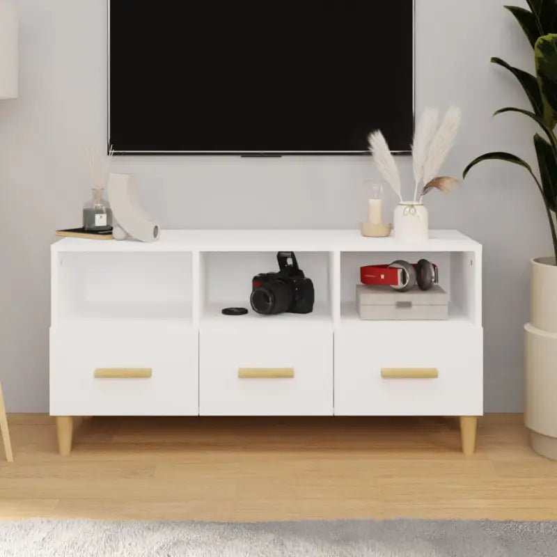 Modern tv-meubel van bewerkt hout met hoge kwaliteit en stabiliteit - Hoogglans wit / 1 - Tv-meubels