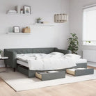 Moderne 2-in-1 slaapbank met onderschuifbed voor woon en slaapkamer - Donkergrijs / 100 x 200 cm / met onderschuifbed