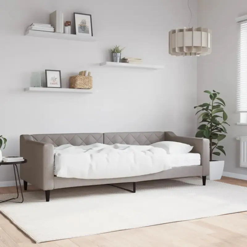 Moderne 2-in-1 slaapbank met onderschuifbed voor woon en slaapkamer - Taupe / 80 x 200 cm / met matras - Bedden &