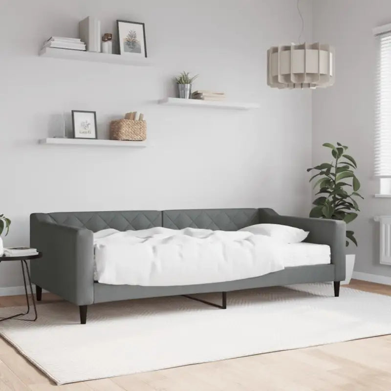 Moderne 2-in-1 slaapbank met onderschuifbed voor woon en slaapkamer - Donkergrijs / 100 x 200 cm / met matras - Bedden
