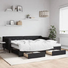 Moderne 2-in-1 slaapbank met onderschuifbed voor woon en slaapkamer - Zwart / 90 x 200 cm / met onderschuifbed en lade